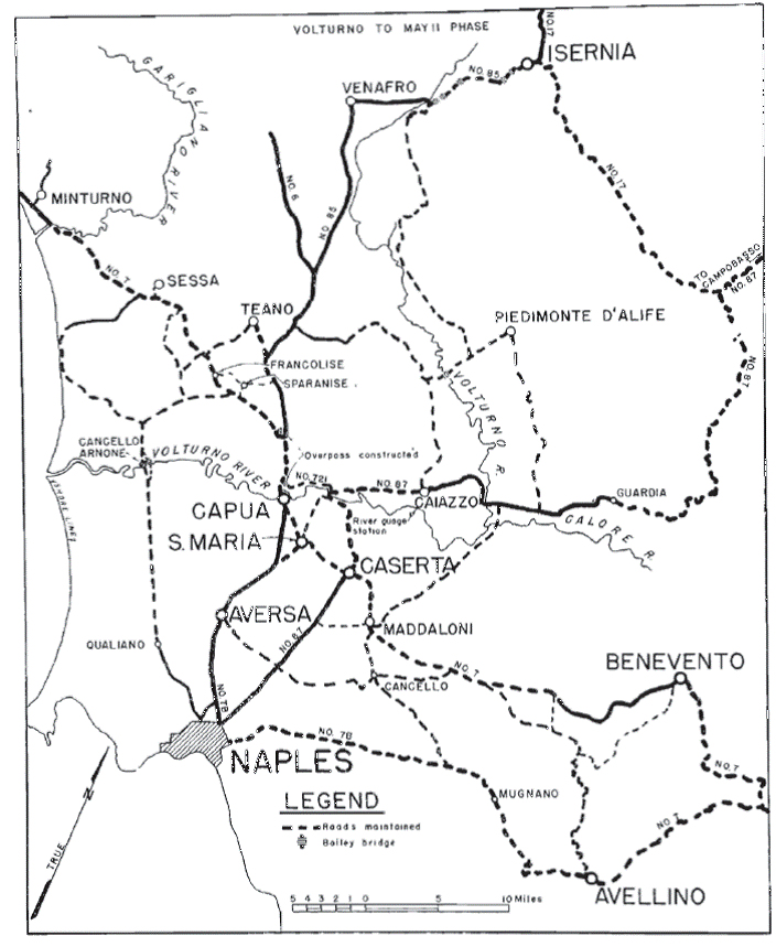 Map 2 - Volturno to 11th May 337th Engineer General Service Regiment operation
